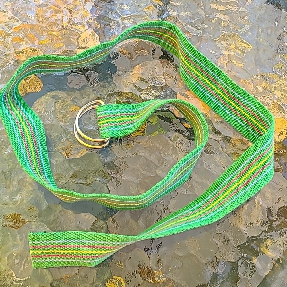 Y2k lime green‎ multicolored striped belt - Picture 2 of 5